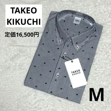 새상품 TAKEO KIKUCHI 반팔 셔츠 M 네이비 계열 신사