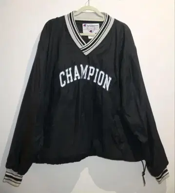 Champion 블랙 나일론 자켓 풀오버 XL