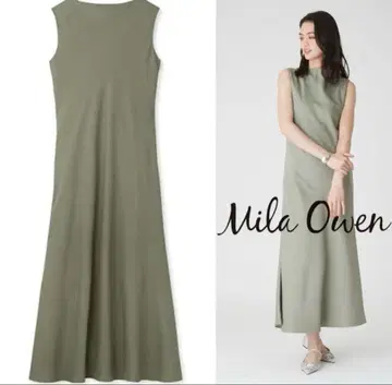 mila owen 보트넥 새틴 내로우 롱 원피스