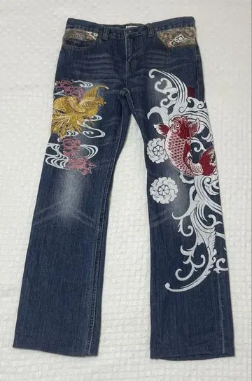 카라쿠리타마시 S 사이즈 데님 자수 잉어