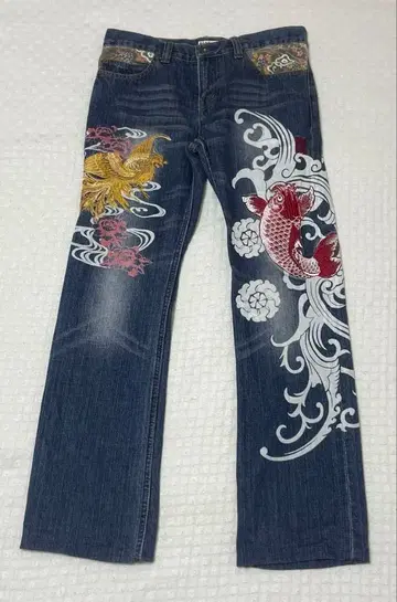 카라쿠리타마시 S 사이즈 데님 자수 잉어