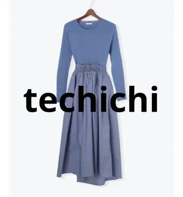 techichi 2way 니트 도킹 원피스 블루