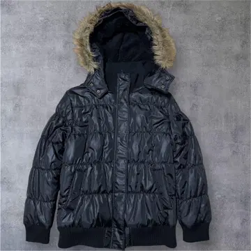 헤이세이 갸루 y2k 그런지 아우터 다운 충전솜 짧은 기장 후디 블랙
