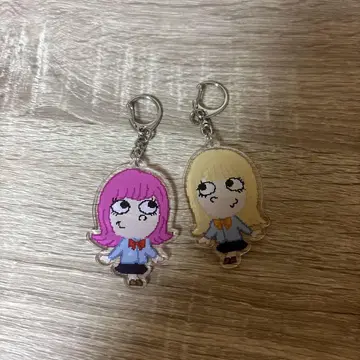 아크릴 키링 2개 세트 핑크 머리 금발