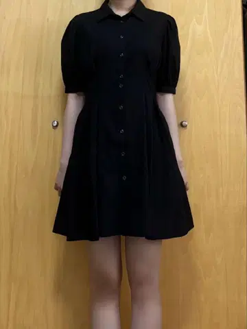 블랙 셔츠 원피스 반팔 A라인