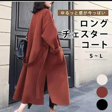 롱 코트 여성용 오버 사이즈 체스터 코트 벨트 포함 S