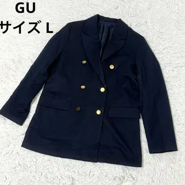 [ 새상품급 ] GU 네이비 더블 자켓 골드 버튼 6개 빅 사이즈 L