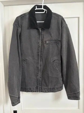 L 사이즈 GU 워시드 코튼 워크 자켓 블루종 다크 그레이