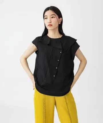 크로스 파츠 네오 린넨 셋업 블라우스 블랙 프리 사이즈 블랙