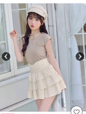 미셸 마카롱 프릴 슬림 레그 스커트 아이보리 F
