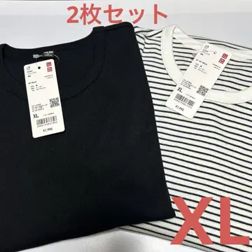미사용 새상품 UNIQLO 소프트 리브 크루넥T 긴팔 XL 2장 세트