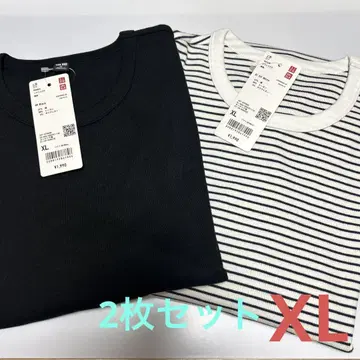 미사용 새상품 UNIQLO 소프트 리브 크루넥T 긴팔 XL 2장 세트