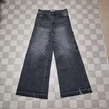 UNAILE 블랙 와이드 레그 데님