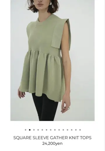 SQUARE SLEEVE GATHER KNIT TOPS