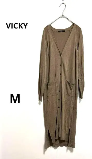 비키 가을/겨울 롱 가디건 겉옷 브라운 얇은 소재 아우터 무지 M