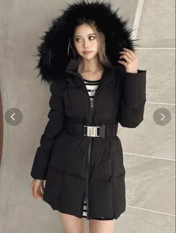 GYGY 벨트 포함 롱 다운 코트 블랙