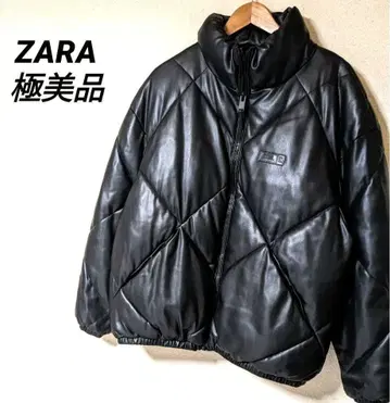 ZARA 자켓 에코 가죽 블루종 다운 자켓 레더 다운 두꺼운