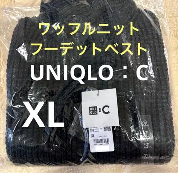 UNIQLO C 와플 니트 후디드 베스트 다크 그레이 XL