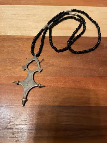 투아레그 목걸이 비즈 실버 크로스