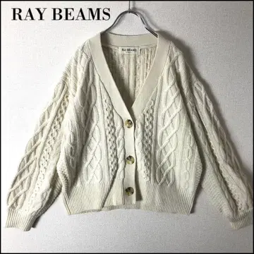 Ray BEAMS 레이빔즈 긴팔 숏 기장 케이블 짜임 가디건