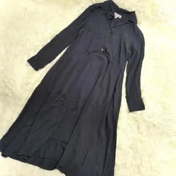 유니클로 이네스 원피스(M) 플레어 하프 버튼 풀오버 레이온
