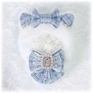 인형 옷 10cm~11cm 스카이블루 트위드 고양이 귀