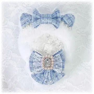 인형 옷 10cm~11cm 스카이블루 트위드 고양이 귀