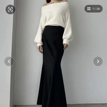 Louere 하이웨스트 플레어 머메이드 스커트 블랙 M