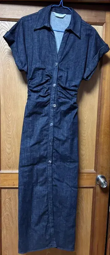 [새상품] ZARA 데님 반팔 롱 원피스