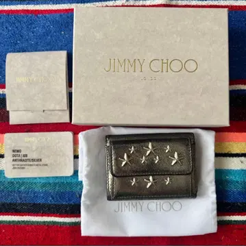 지미추 3단 폴더형 지갑 jimmy choo 미니 지갑 실버