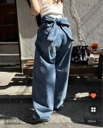 nugu VISCO 리본 포함 하이웨스트 데님 팬츠