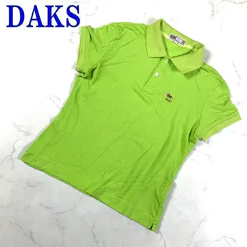 닥스 반팔 피케 셔츠 면 자수 원 포인트 옐로우 그린 2 C7081