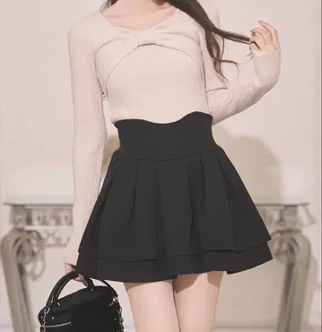 미셸 마카롱 슬림 레그 스커트 xs 블랙