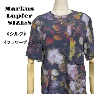 MARKS LUPFER 플라워 프린트 반팔 셔츠 S 실크제