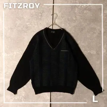 80s 90s FITZROY V넥 니트 스웨터 일본제 L 상당