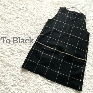 투 블랙 오버롤 스커트 무릎 기장 체크 무늬 울 일본제 깔끔한