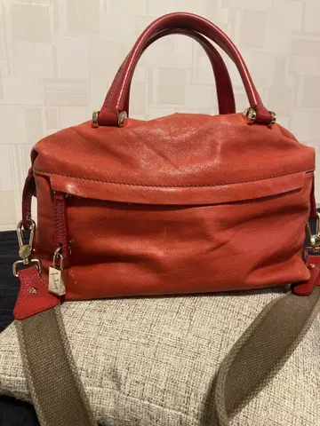 훌라 FURLA 가죽 빨간색 미니 보스턴 핸드백