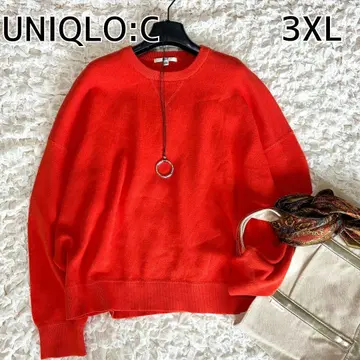 새상품급 3XL UNIQLO:C 스무스 코튼 크루넥 스웨터 오렌지