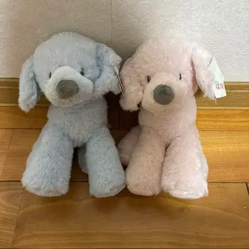 개 모양 봉제 인형 파랑 핑크 2개 세트 (배송비 포함)