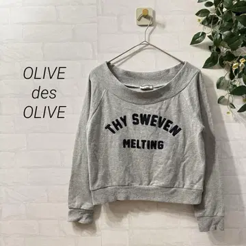 OLIVE des OLIVE 로고 오프숄더풍 긴팔 상의 그레이