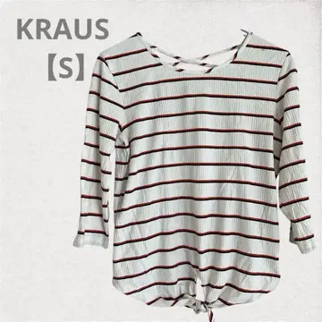 KRAUS [ S ] 화이트/레드 스트라이프 7부 소매 T셔츠