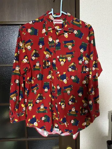90s MIKIHOUSE 남성용 라인 빨간색 셔츠