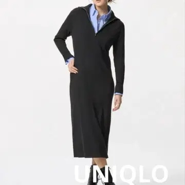 UNIQLO 유니클로 하프 지퍼 니트 원피스 블랙 XXL 사이즈