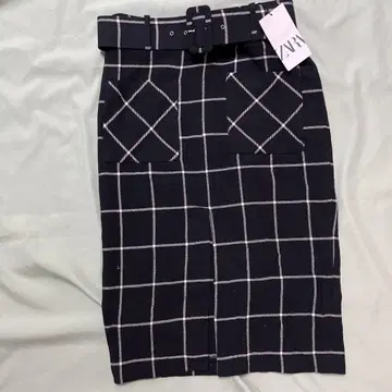 ZARA 체크 무늬 롱 타이트 스커트 M 미사용품