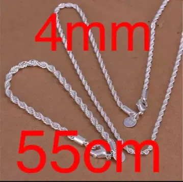 새상품 목걸이 4mm 55cm 2세트 실버 925 코팅