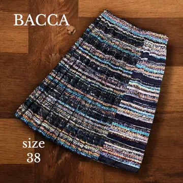[ BACCA ] 멀티 스트라이프 패턴 랩 플레어 스커트 38