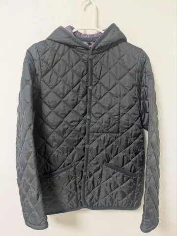 LAVENHAM 그레이 퀼팅 자켓 후드 부착 38