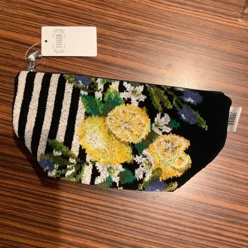 새상품 페이러 파우치 시칠리아노 보더 레몬