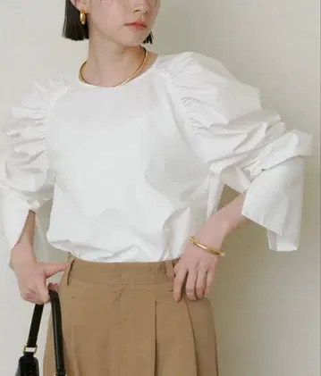 라운지 드레스 볼륨 숄더 블라우스