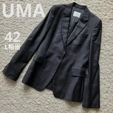 UMA 여성용 자켓 그레이 체크 울 Estnation 큰 사이즈